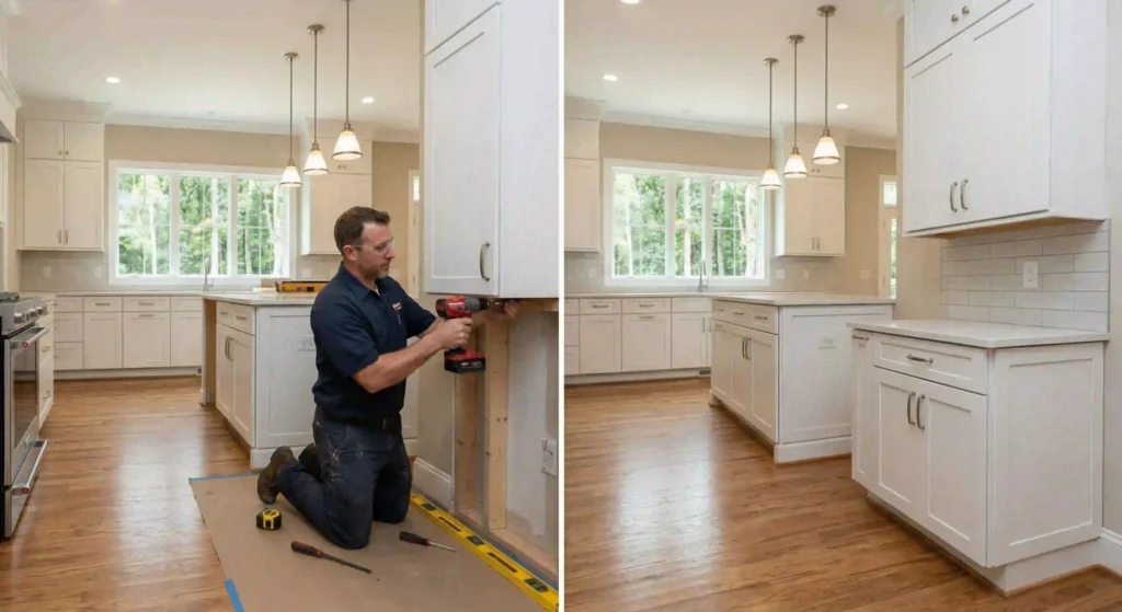 beforeafter cabinet installation comparison