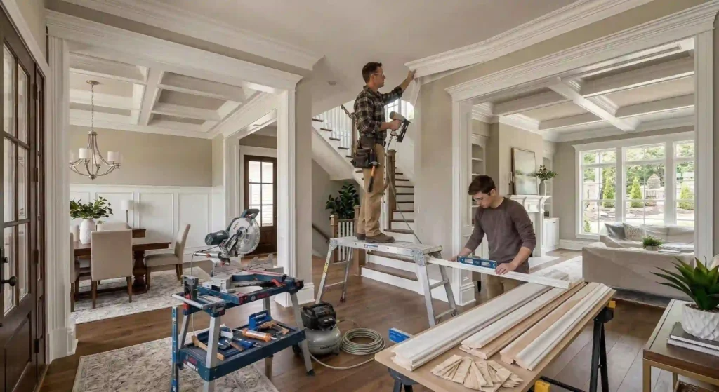 crown molding installation or trim carpentry work.