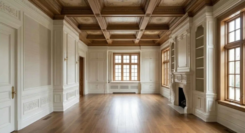 High-end interior showcasing custom carpentry