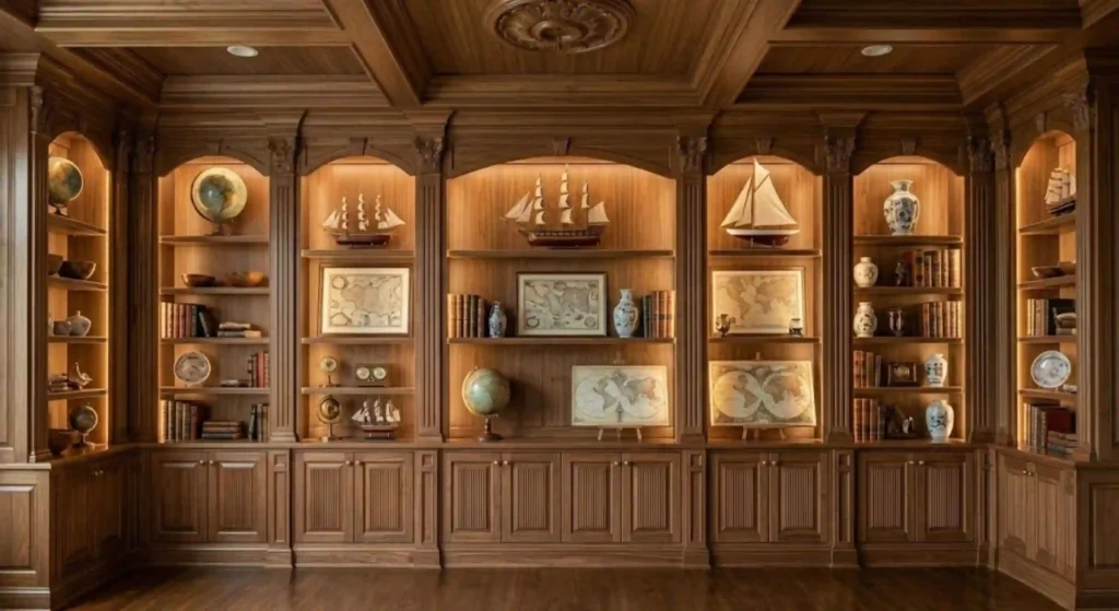 built-in shelving wall unit