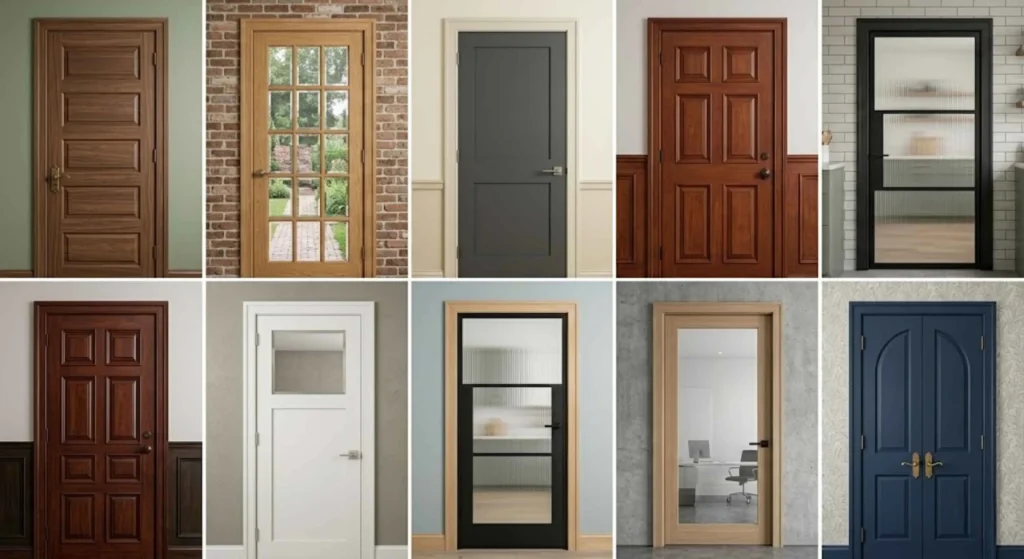 collage of different door styles (shaker, panel, glass)
