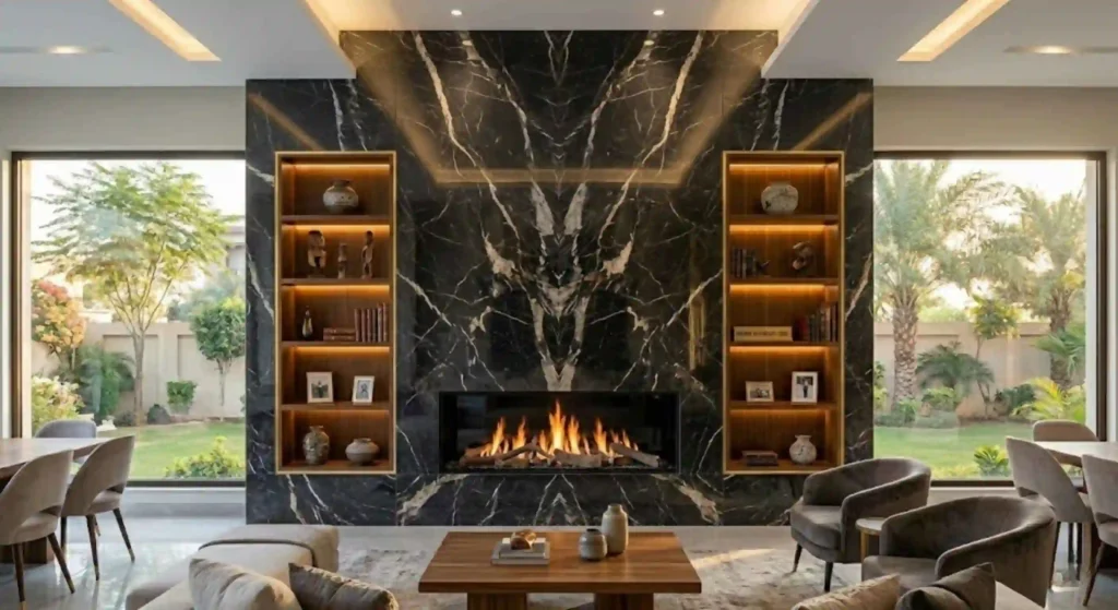 fully upgraded fireplace as a focal point