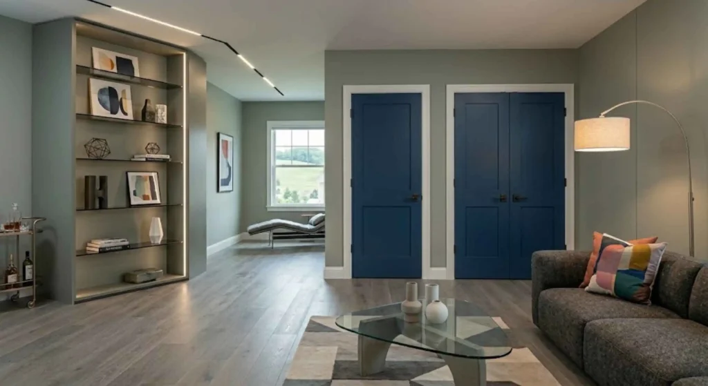 modern living room with new doors