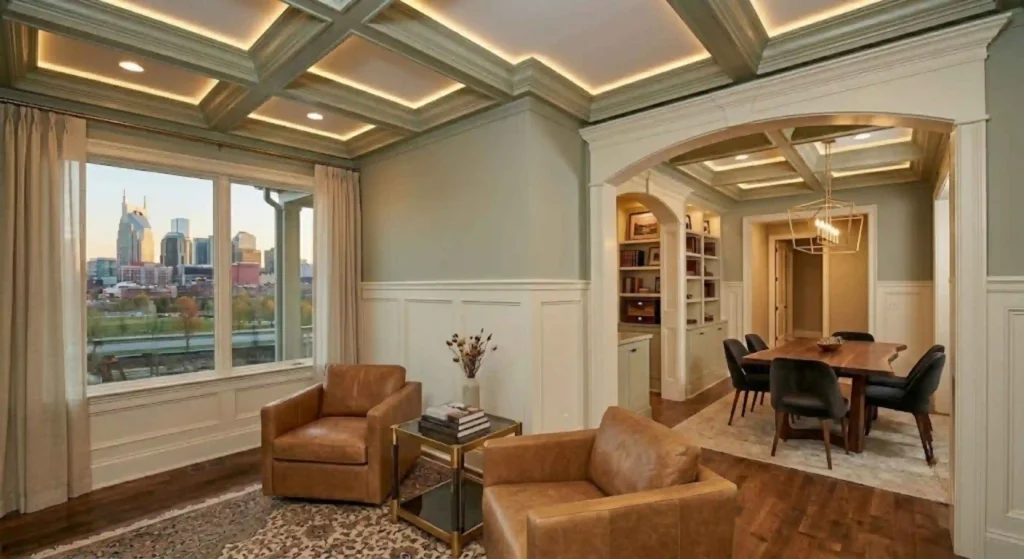 Completed luxury interior with custom finish carpentry in Nashville TN