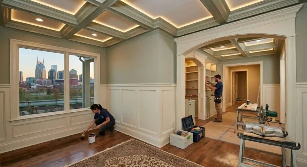 Custom trim and finish carpentry installation for Nashville builder project