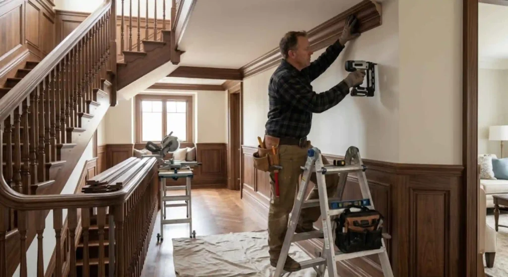 Professional crown molding installation in Brentwood