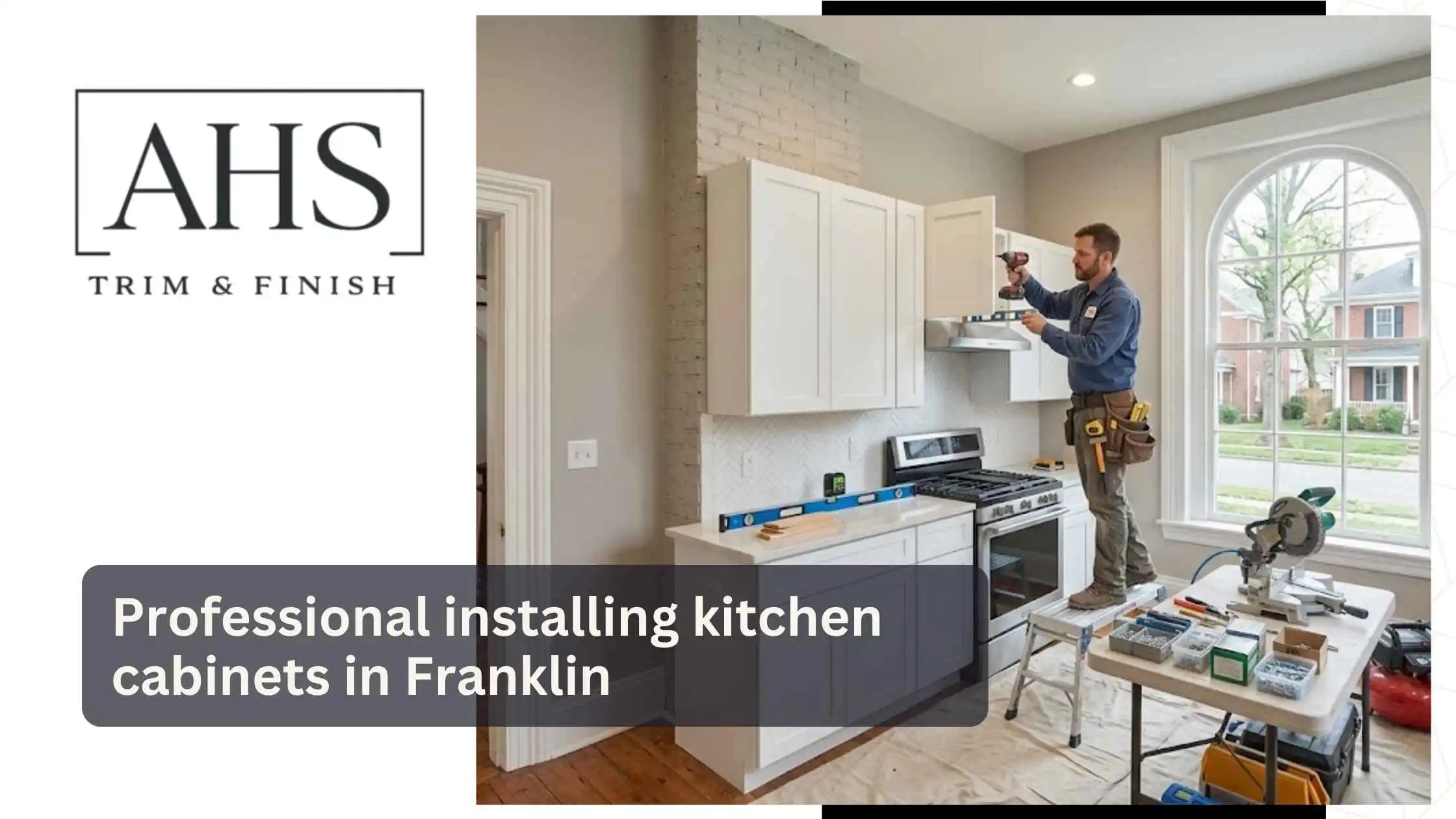 Professional installing kitchen cabinets in Franklin
